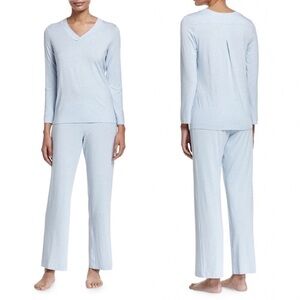 Hanro of Switzerland Champagne Pajama Sleep Set Long Sleeve + Pants Size Large